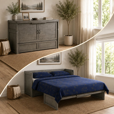 Lit escamotable Night & Day Furniture avec matelas en mousse à mémoire de forme de 15 cm, format Queen, gris rural