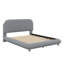 Lit plateforme tapissier avec tissu épais, structure solide et design courbé élégant-730011085-730011084