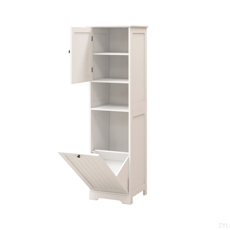 Armoire de trieur de linge inclinable à un compartiment et une porte - Blanc