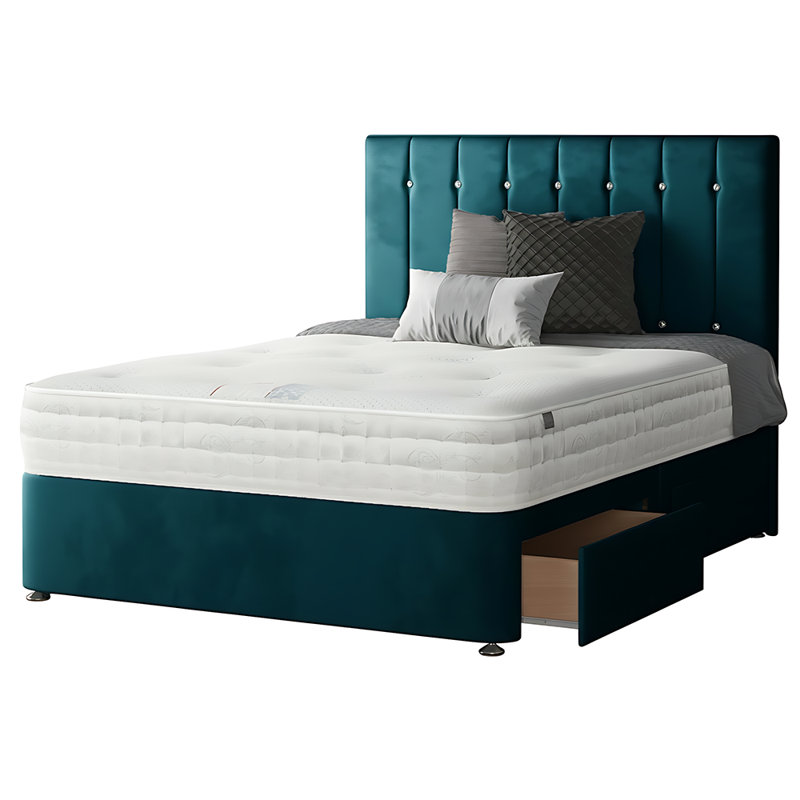 New Fairfield Upholstered Bed, Single (3'), Mallard, 2 Right Drawers