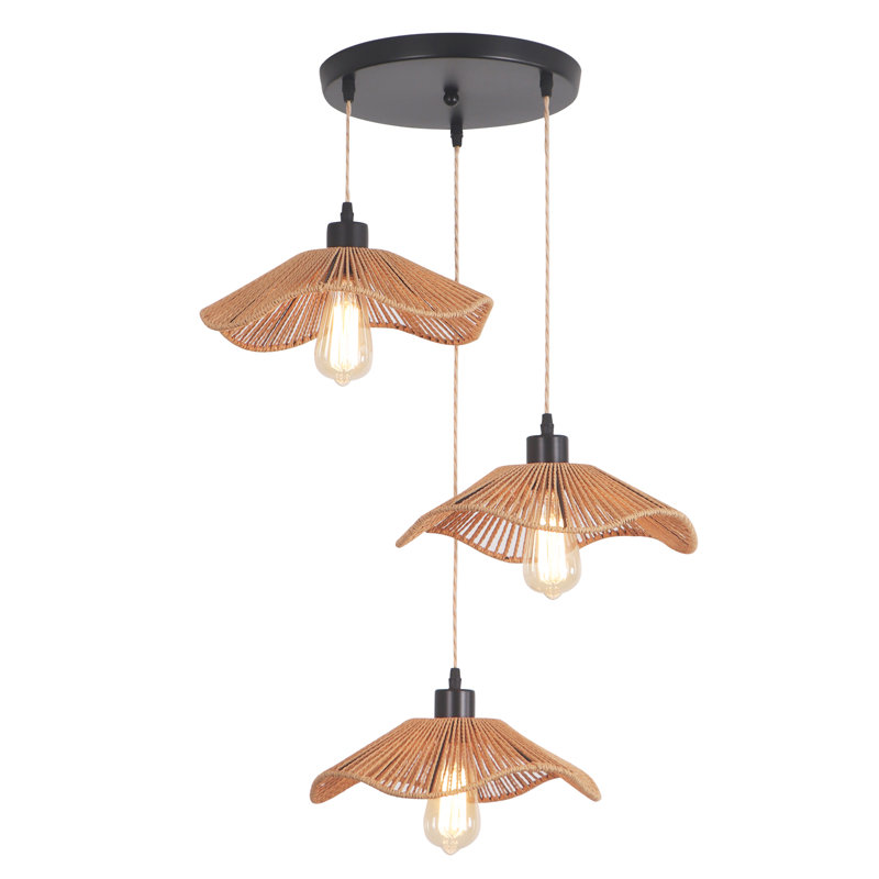 Luminaire suspendu en rotin 3 lumières