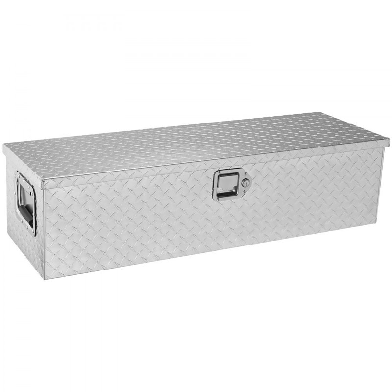 Heavy Duty Aluminum Truck Bed Tool Box, Diamond Plate Tool Box with Side Handle and Lock Keys