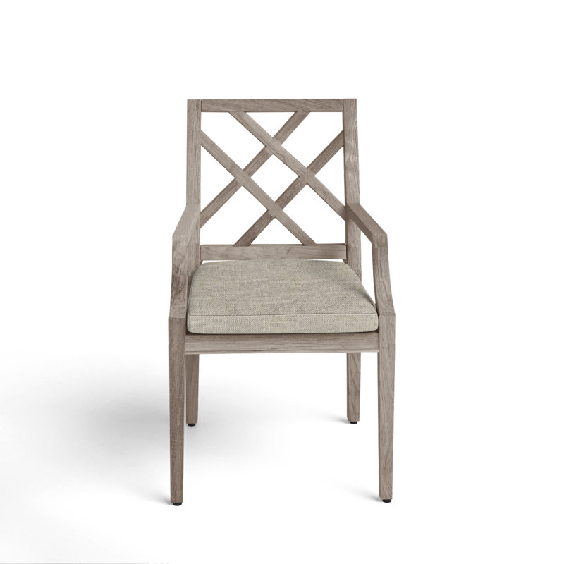 Chaise de patio avec coussins Haley, Huître teck, Lin Dove Sunbrella®, Welt
