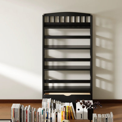 Bibliothèque standard noire moderne en bois massif