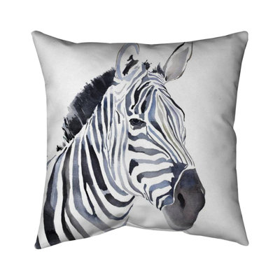 Watercolor zebra - 18"x18" Outdoors Throw pillow - Spun poly - Print on demand