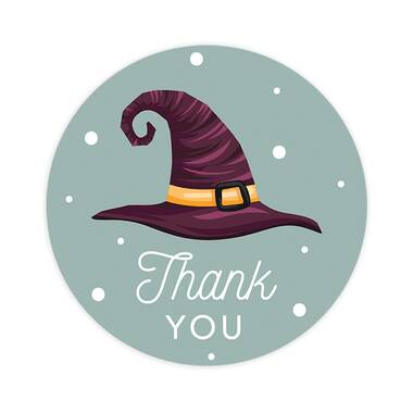 Thank You Cat on Crescent Moon Happy Halloween Stickers (Set of 120) The Holiday Aisle