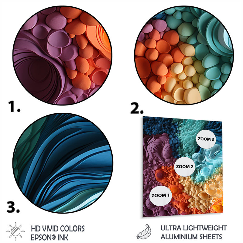 Arc-en-ciel Reverie Collages II - Collages abstraits, art mural en métal, H 32 po x l 16 po x P 1 po