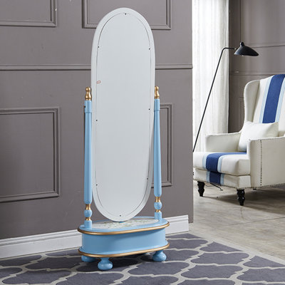 Modern Painted Arched-Panel Drawer Full-Length Mirror
