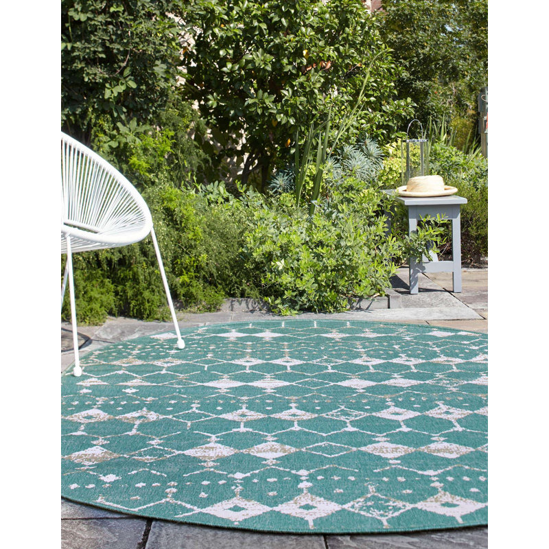 Tapis bleu sarcelle Southwestern, Ovale 5 pi 3 po x 8 pi