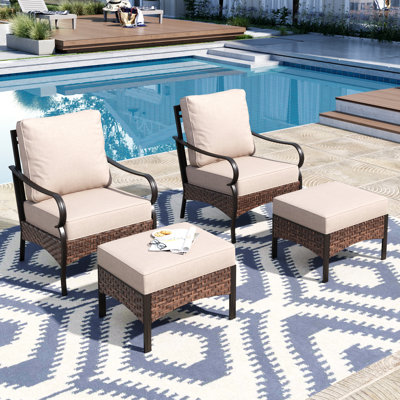 Sherborn Patio Chair with Cushions and Ottoman