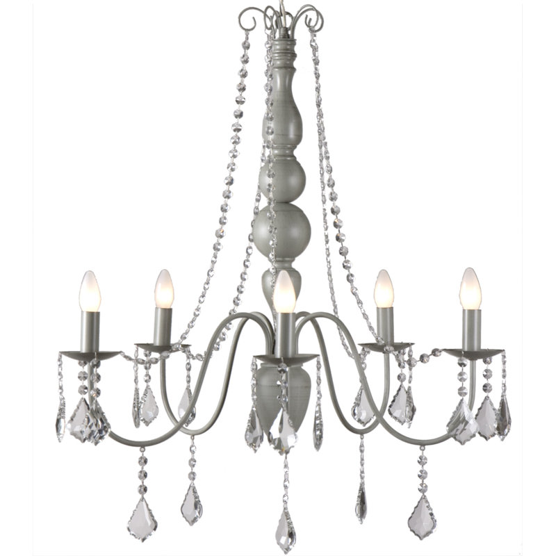 Cogburn 5 - Light Candle Style Chandelier, Grey Taupe