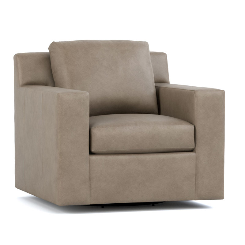 Chaise pivotante Keene, Cuir véritable Alameda Fumo