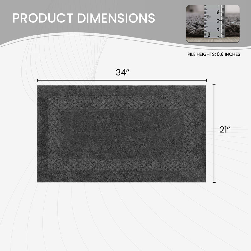 Tapis pour salle de bain 100% coton Classy Bathmat, l 21 po x L 34 po, gris