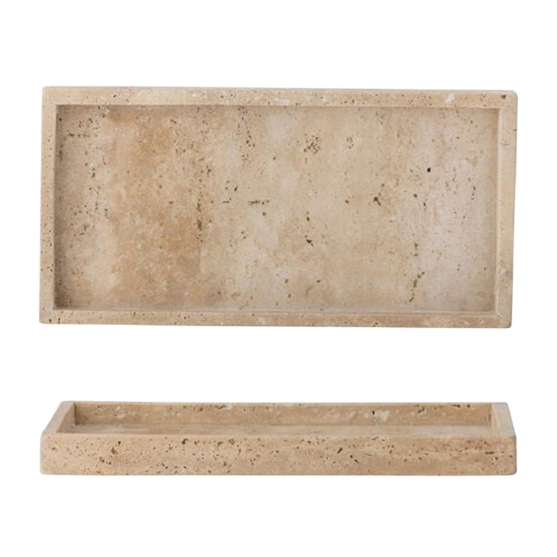 Grand plateau en travertin crème, H 1,5 po x l 11,75 po x P 8,75 po