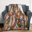 Couverture Alpaga Lama Colorée avec Couronne de Fleurs, 76 x 102 cm-136139864