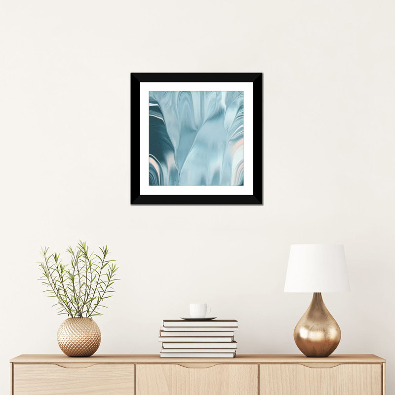 «Flowing Water II», reproduction sur toile tendue, H 16 po x l 16 po x P 1 po, Papier d'art encadré noir, Blanc