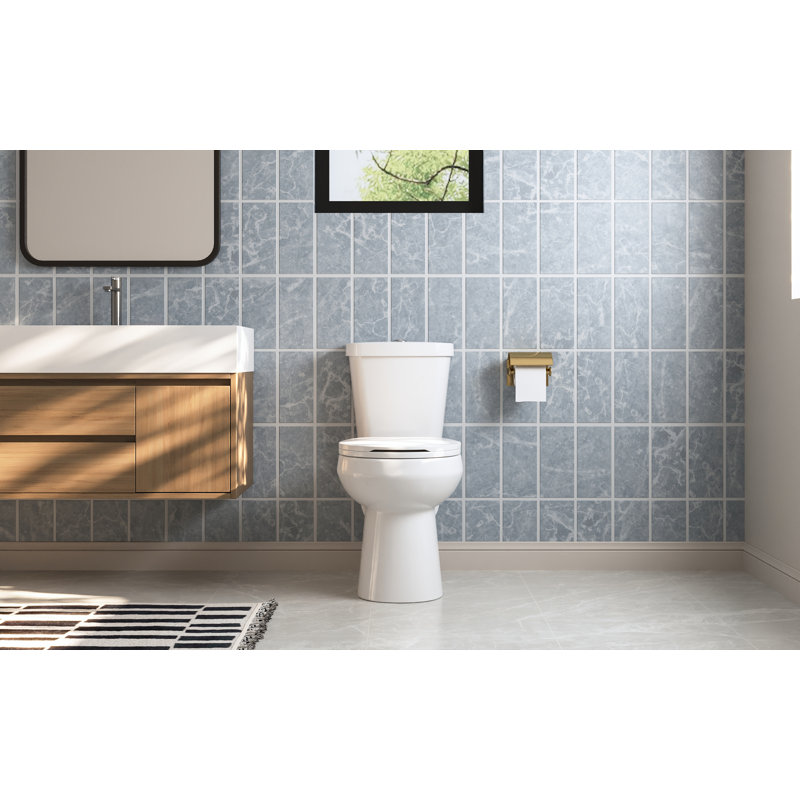 DeerValley Dynasty Two-Piece Toilets for Bathrooms, 17.3" ADA Chair Height Toilet Bowls With Soft Close Seat, Top