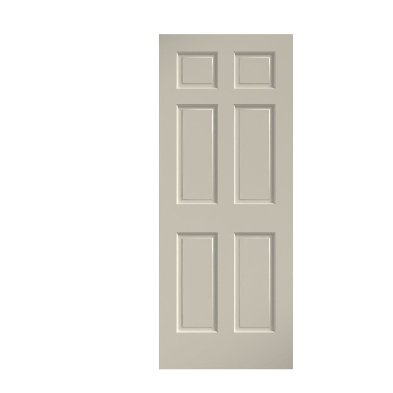 Porte en bois massif 80 po à 6 panneaux apprêtés, Apprêt blanc, 36 po x 80 po