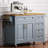 52'' Kitchen Island with Drop Leaf, Embossed Texture Kitchen Island on Wheels with Spice Rack, Towel Rack, 2 Doors and 5 Drawers, Kitchen Storage Cart with Adjustable Shelf for Kitchen, Blue Grey-1179554612
