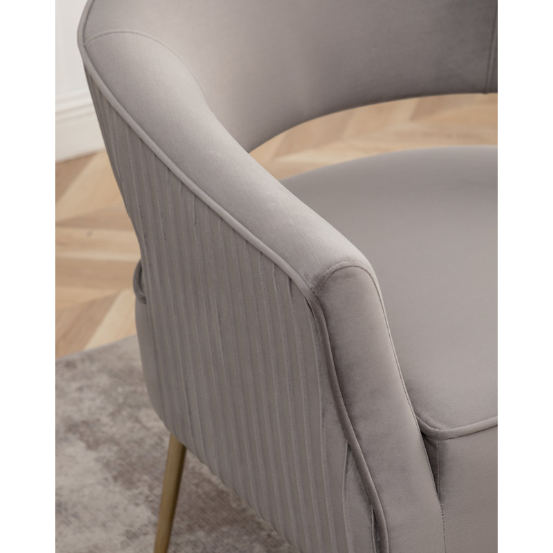Chynna Velvet Armchair, Gray Velvet