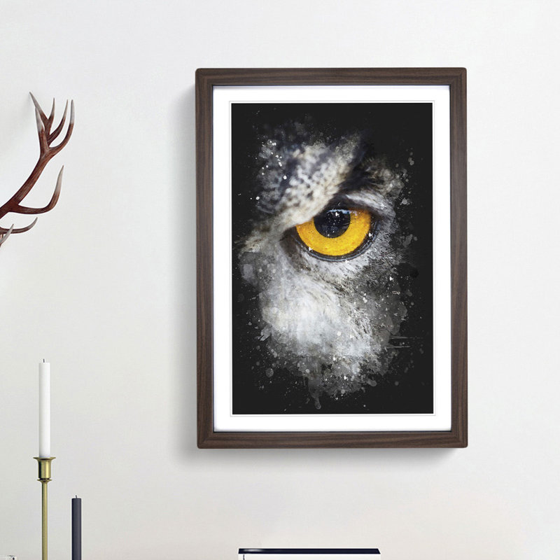 Eye of an Owl - Framed Print, 33cm H x 24cm W x 2cm D, Walnut Framed