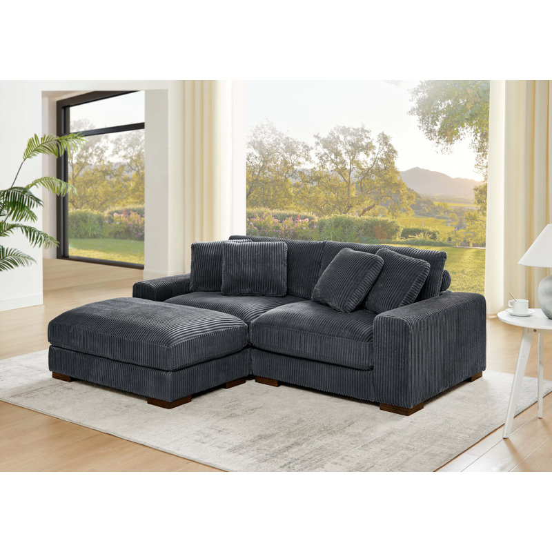 Canapé modulaire Broughton, Velours côtelé gris foncé