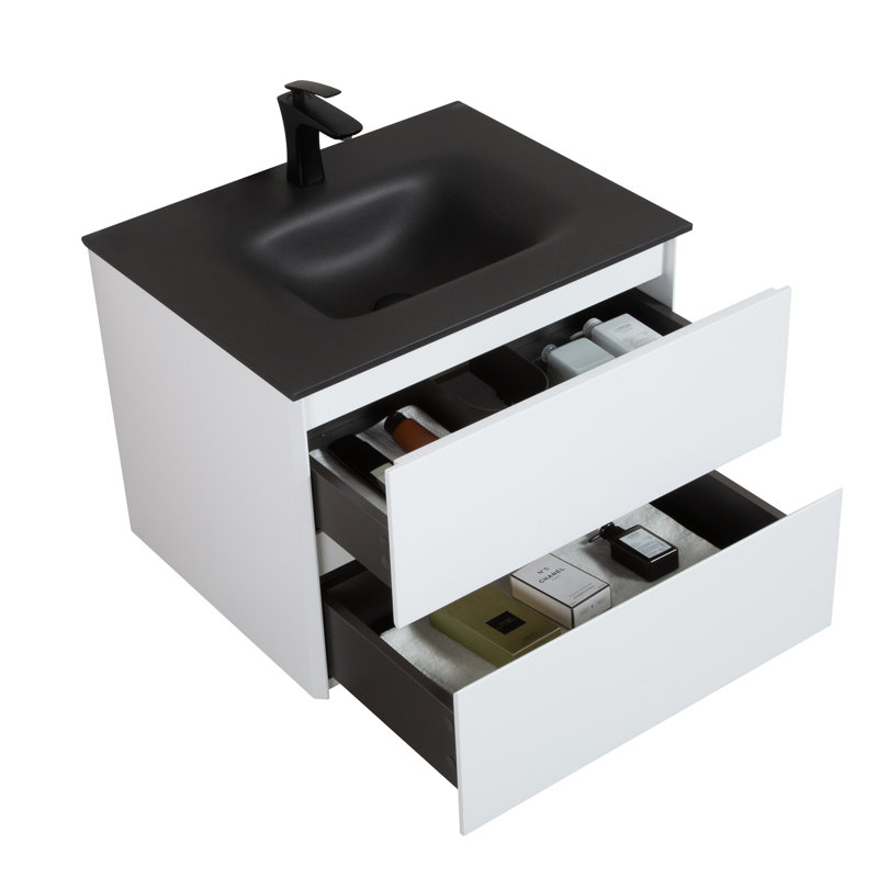 Ensemble de meuble-lavabo simple 26 po Emily, Noir, Blanc