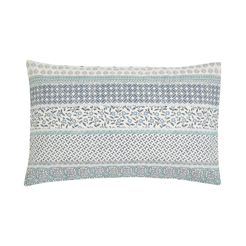 Folk Stripe Cover Set, Blue, Double Duvet Cover + 2 Pillowcases