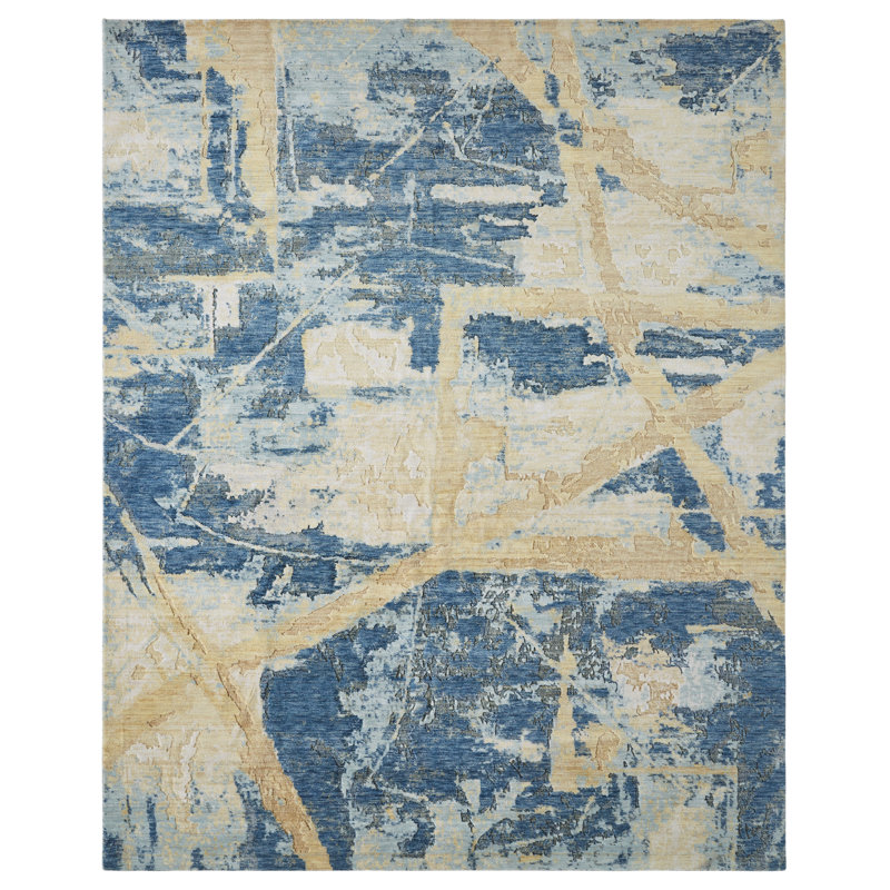 Berghildur Wool Abstract Area Rug, Rectangle 5' x 7'