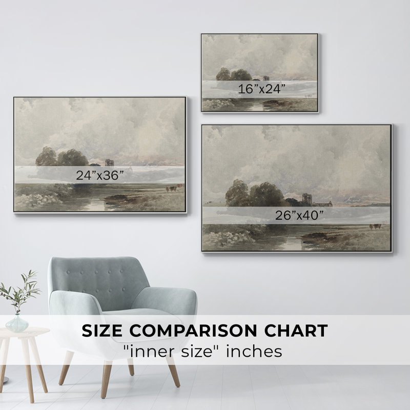 Paysage rétro - XXXIX, H 25 po x l 37 po x P 2 po, Toile encadrée flottée blanche