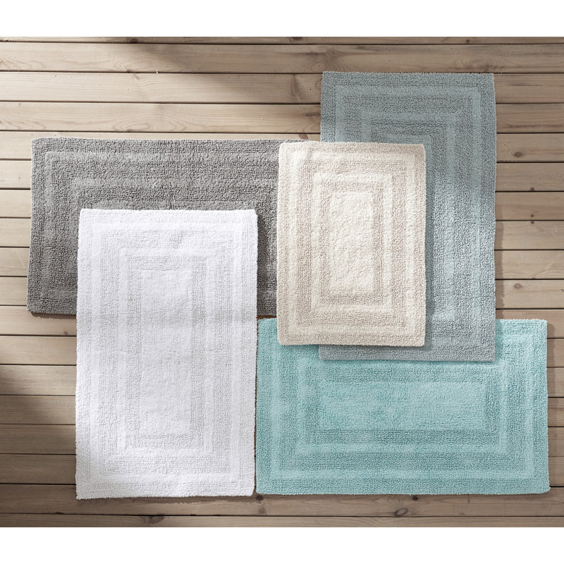 Logan Sea Blue Cotton 2-Piece Machine-Washable Bath Rug Set