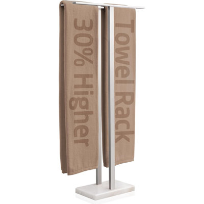 43'' H Standing Towel Rack for Bathroom, Free Standing Towel Rack Floor with Weighted Marble Base 2-Tier