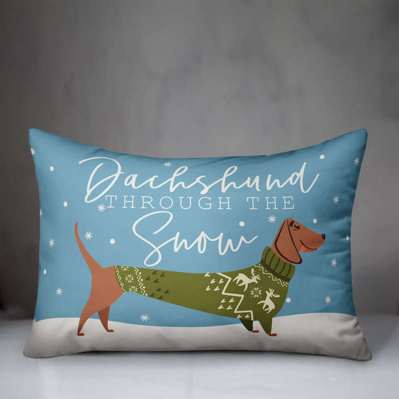  Coussin teckel à travers la neige, Housse de coussin seulement - sans coussin