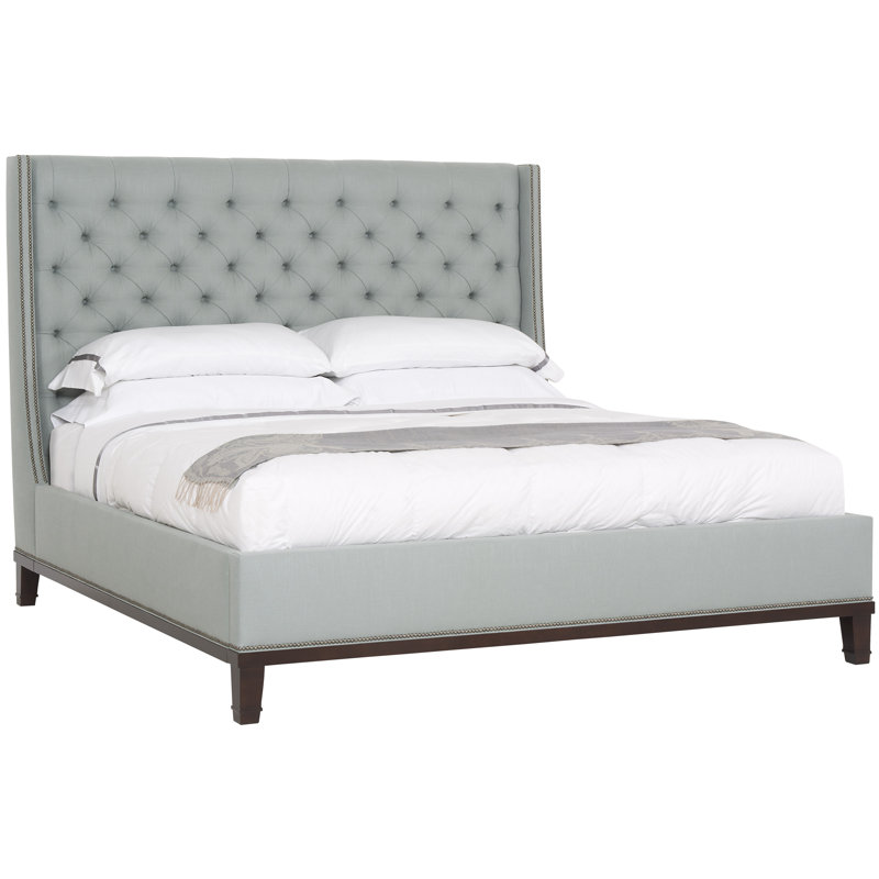 Michael Weiss King Tufted Upholstered Low Profile Panel Bed, California king, Jiggles Fawn, Casa Blanca