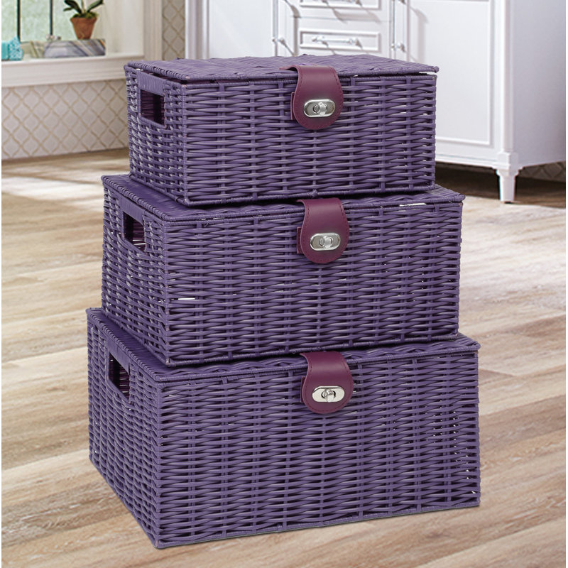 Symple Stuff Resin Decorative Basket, Purple