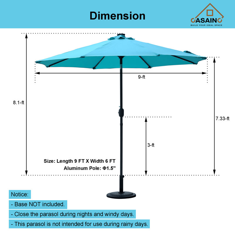Parasol de marché lumineux 108 po Ifzah, Bleu