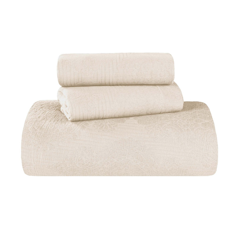 Ensemble de couvre-lit respirant à médaillon en coton avec coussin de qualité supérieure Superior Victory , Ivoire