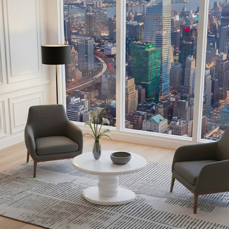 Table de bout en pavé moderne 30 po x 21 po x 15 po - blanc ultrabrillant (seulement avec table basse), Blanc