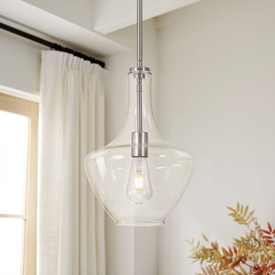 Luminaire suspendu en verre chromé 1 lumière pour salle à manger Meltzer