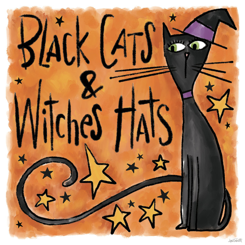 Chapeaux noirs de chats et de sorcières I, H 20 po x l 20 po