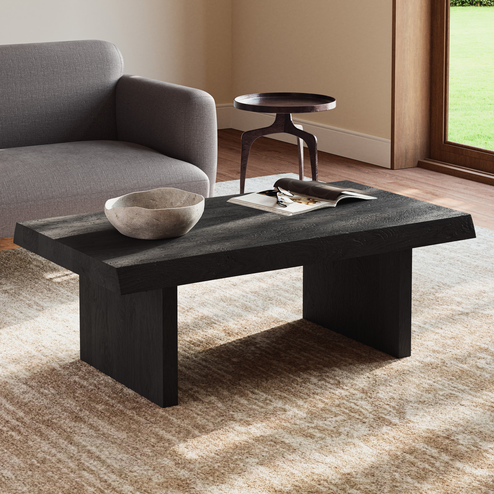 Colin 48" Acacia Coffee Table, Ebonized