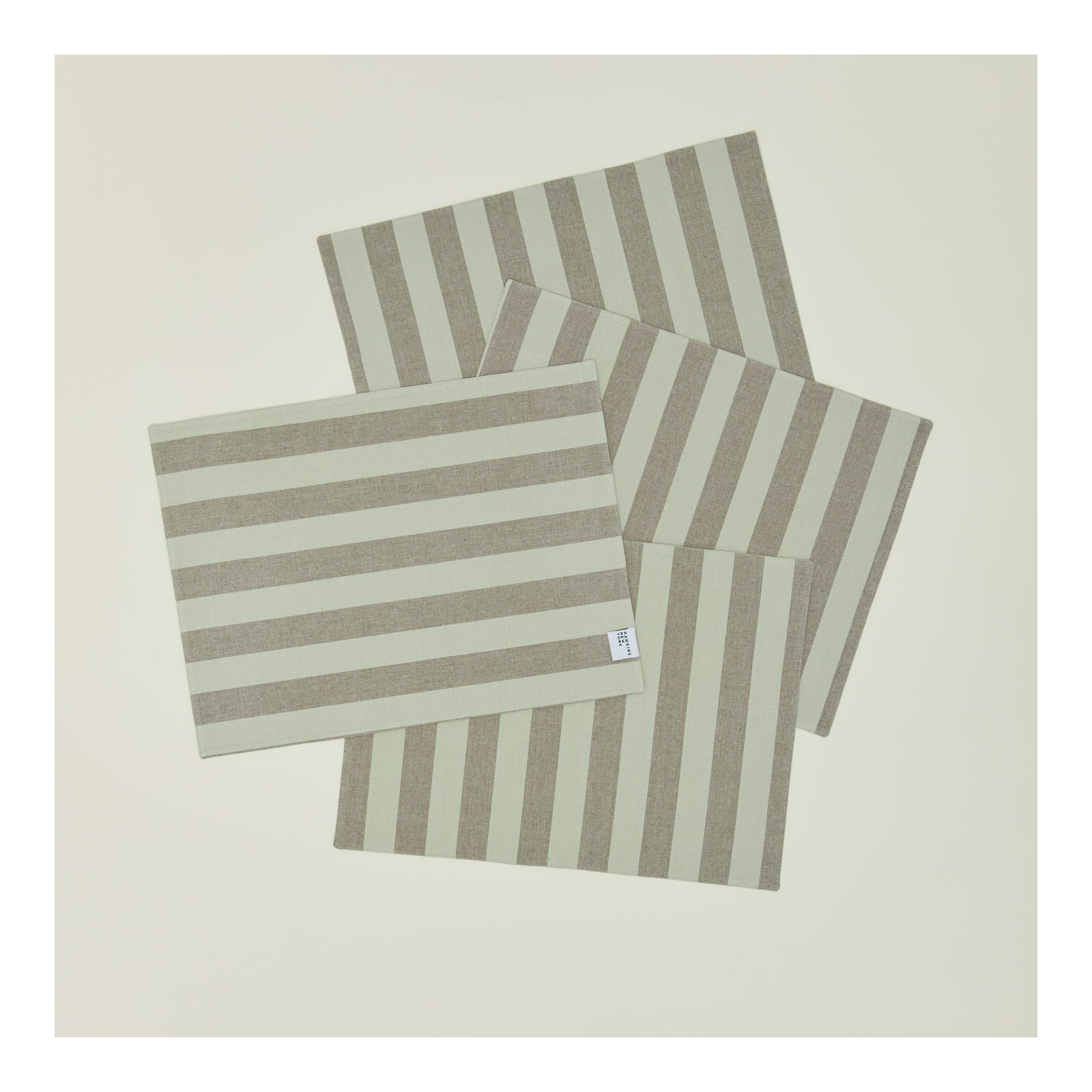 Essential Striped Placemat - Set Of 4, Sage/Olive