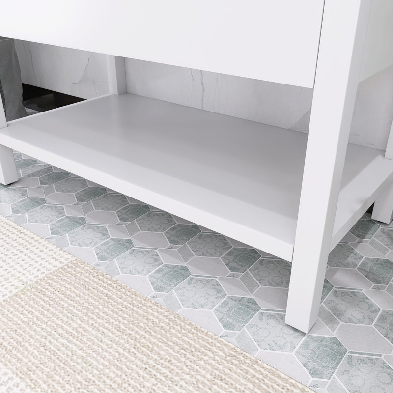 Meuble-lavabo simple 36 po avec plateau Anastajia, Blanc