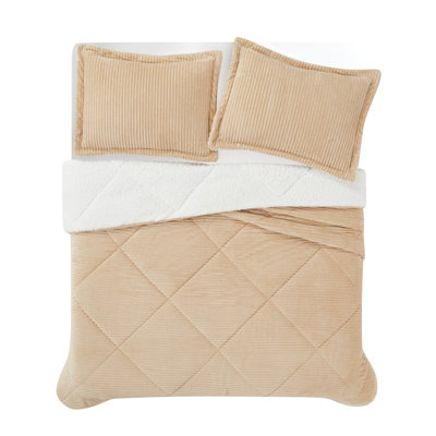 Brooklyn Loom Corduroy Tan King 3 Piece Comforter Set