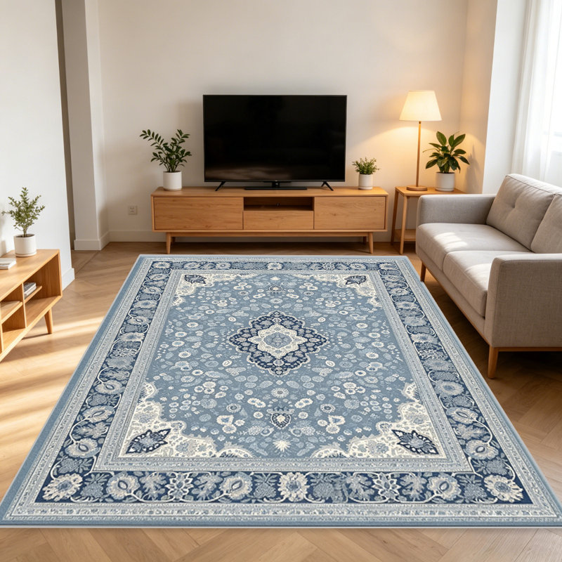 Dusty Blue Garden carpet-easy to clean, machine-washable, soft and comfortable; suitable for door mats, kitchens, living rooms, bedrooms, corridors, and laundry areas. Easy to clean, durable carpet for home decoration.
