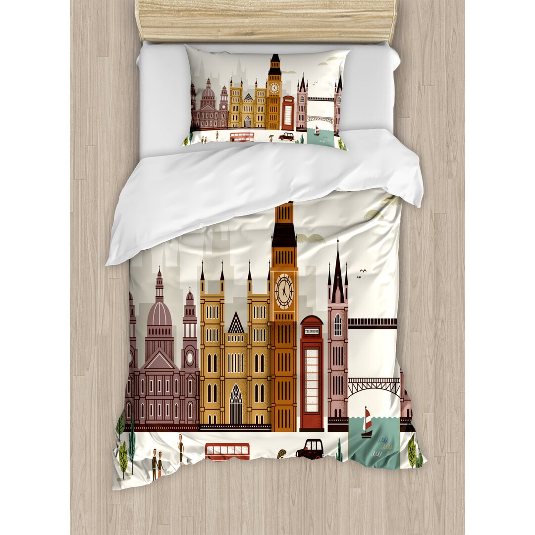 Bettbezug Set, Reise-Landschaft Big Ben, London, Mehrfarbig