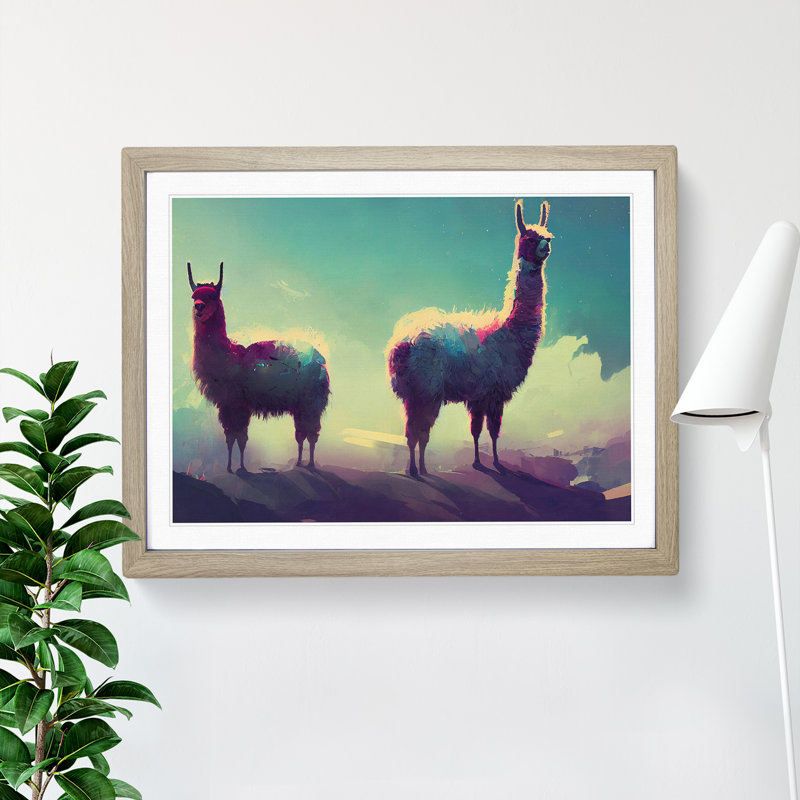 Llama Vol.2 Abstract 1 Piece Single Picture Frame Wall Art, 34cm H x 46cm W, Grey
