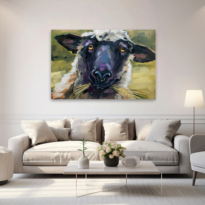 «Bless Ewe», art de moutons fantaisiste, H 40 po x l 60 po