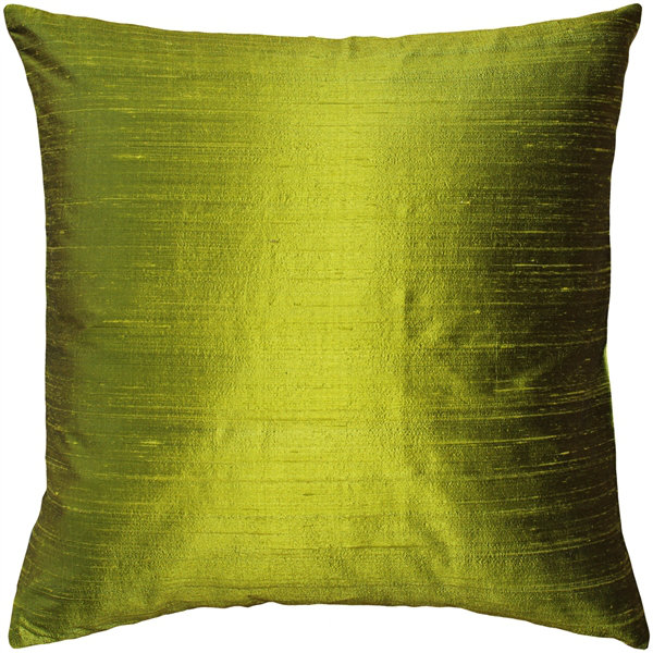 Chartreuse Green 18" Square Dupioni Silk Throw Pillow