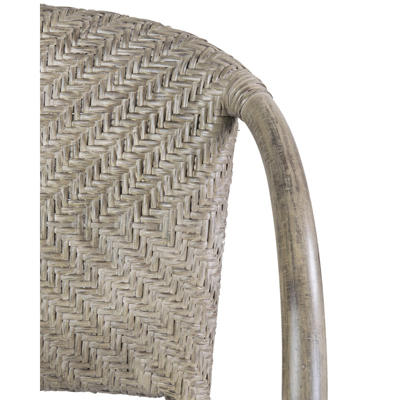Handwoven Rattan Upholstered Bar & Counter Stool, Bar Stool (30" Seat Height), Gray